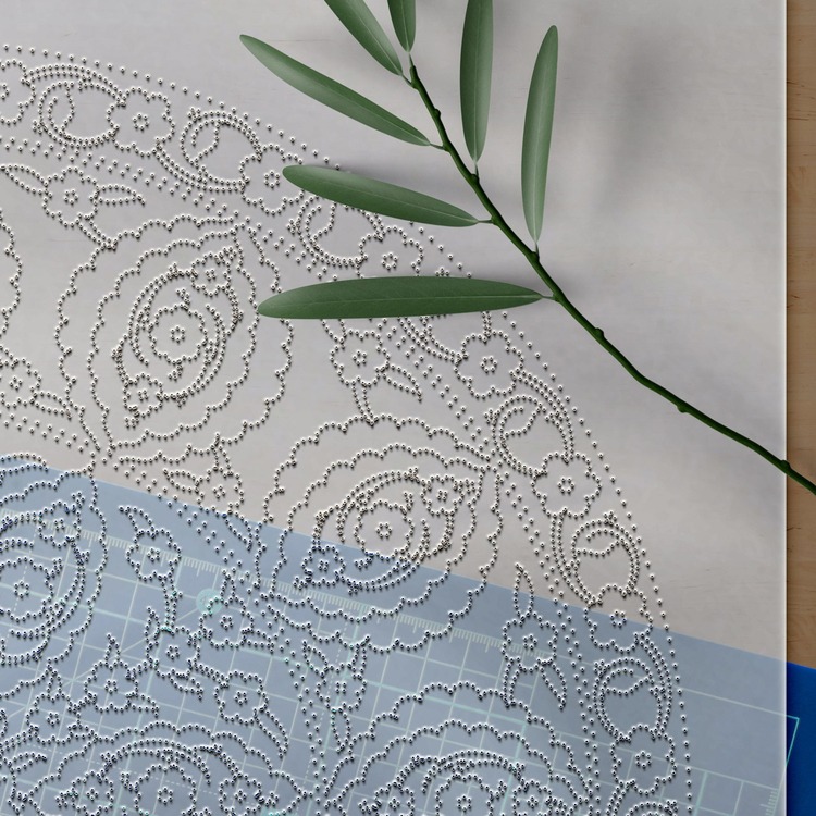 Perforated Stencil - Classic Iznik Penc Passionflower Tile Plate Pattern