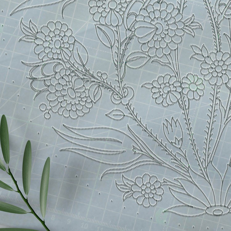 Perforated Stencil 30 cm. - Iznik Tile Pattern with Tulip Rose Plant Motifs