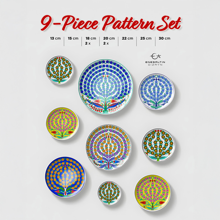 Perforated Stencil Set 9-Piece - Tulip and Carnation Motif Tile Pattern