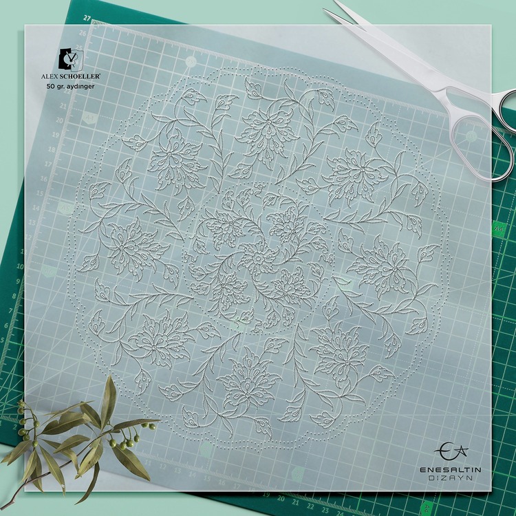 Perforated Stencil 25 cm. - 8 Lotus Passion Tile Plate Patterns