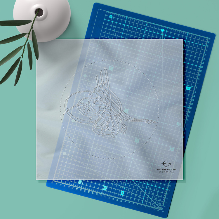 Perforated Stencil Set 4-Piece - Iznik Tile Pattern with Galleon Motif