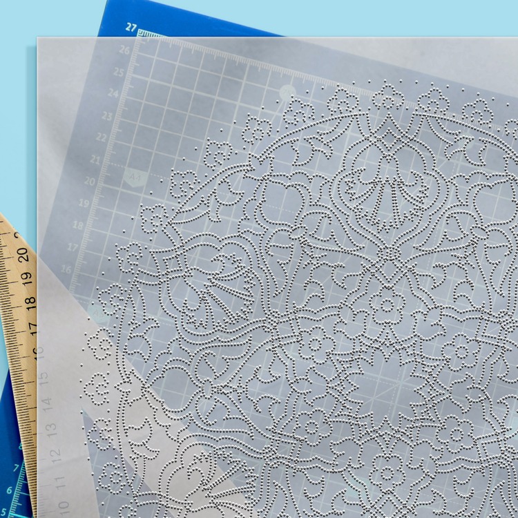 Perforated Stencil 20 cm. - Rumi Carnation Motif Tile Pattern
