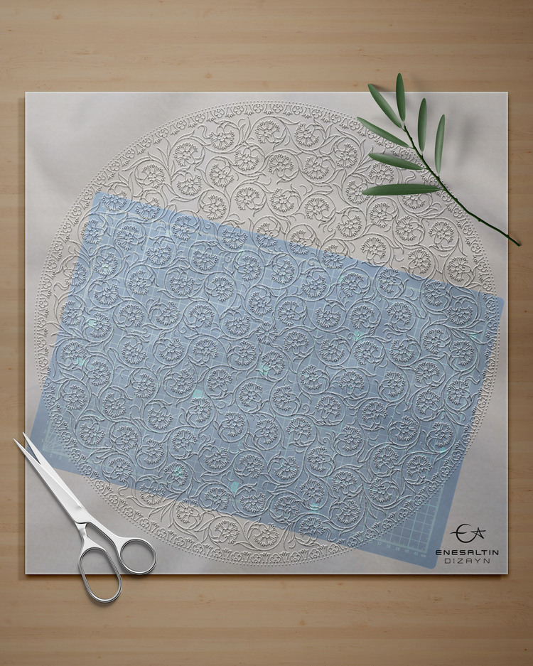 Perforated Stencil 40 cm. - Kutahya Classic Single Carnation Tile Plate Pattern