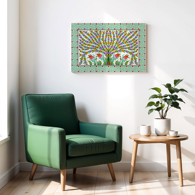 Perforated Stencil 40x60 cm. Oversized - Cemre Garden Geometric Form Tree of Life Tile Pattern