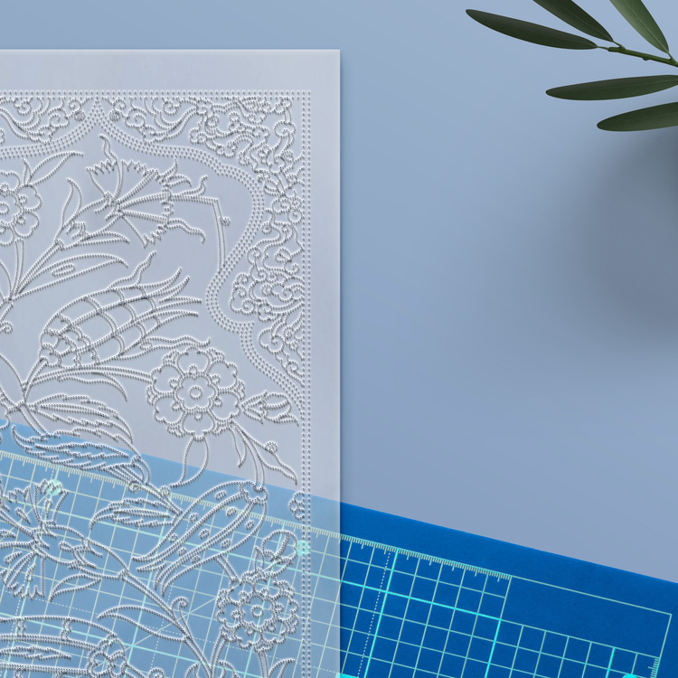 Perforated Stencil 20 x 60 cm. - Cloud Belt Tulip Carnation Iznik Tile Panel Pattern