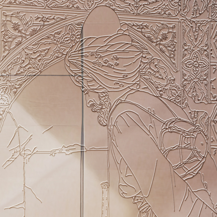 Perforated Stencil 40 x 80 cm. Oversized  - Osman Hamdi Bey Turtle Trainer Tile Plate Pattern