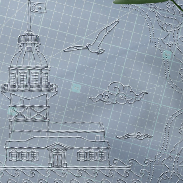 Perforated Stencil 30 x 30 cm. -  Istanbul Maiden's Tower Rumi Arched Motif Tile Pattern