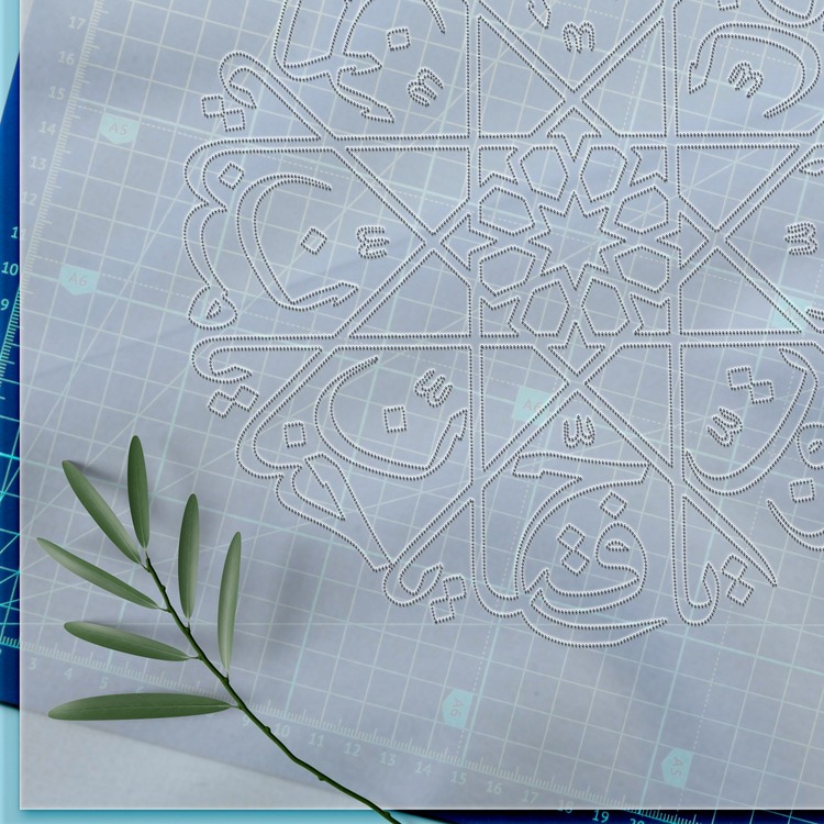 Perforated Stencil 18 cm. - Allah Names Esmâü'l Hüsnâ Calligraphy Tile / Plate Pattern