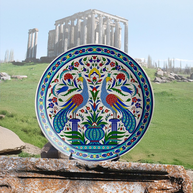 Perforated Stencil 40 cm. - Kütahya Tile Pattern with Double Peacock Motif