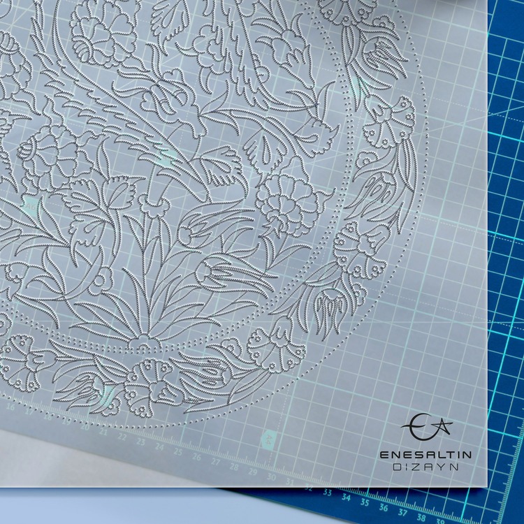 Perforated Stencil 30 cm. - Rose Garden Botanical Motif Tile Plate Pattern