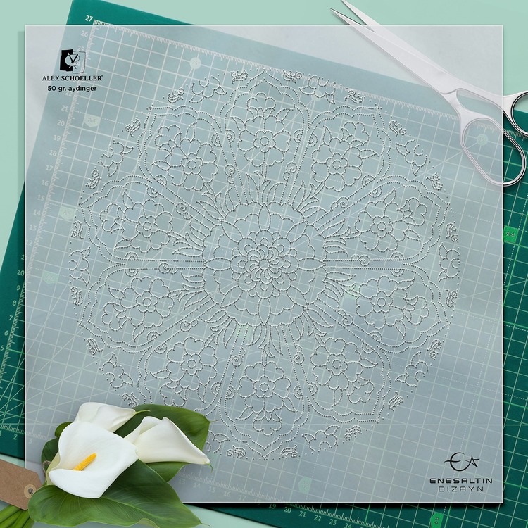 Perforated Stencil - Penc Passionflower Tile Plate Pattern