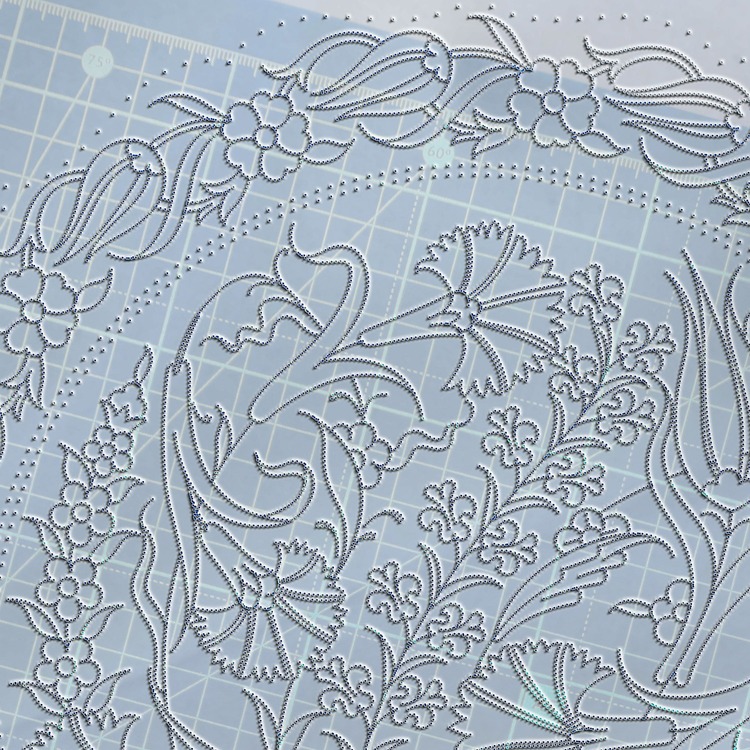 Perforated Stencil 30 cm. - Tile Plate Pattern with Carnation Hyacinth Motif