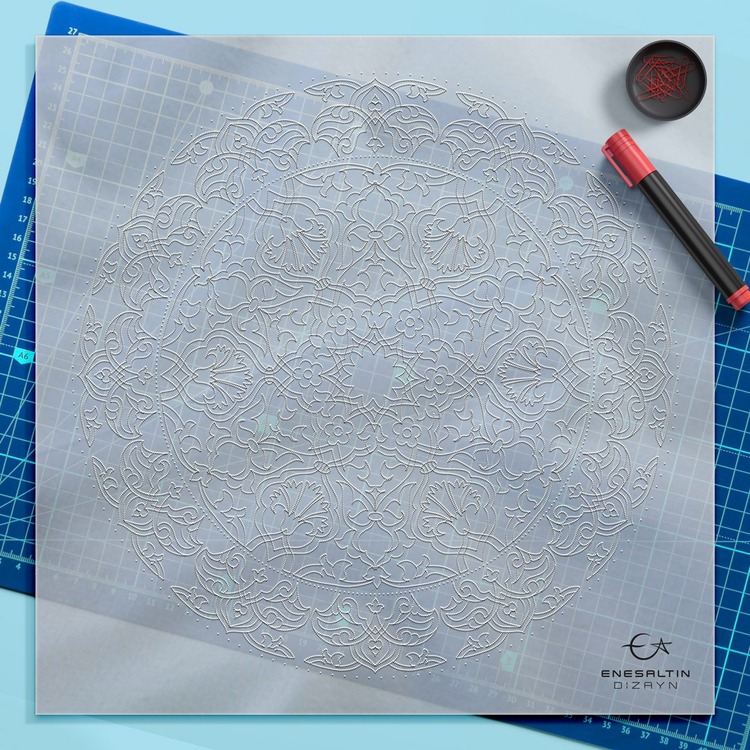 Perforated Stencil Set 5-Piece - Tulip Rose Botanical Motif Tile Pattern