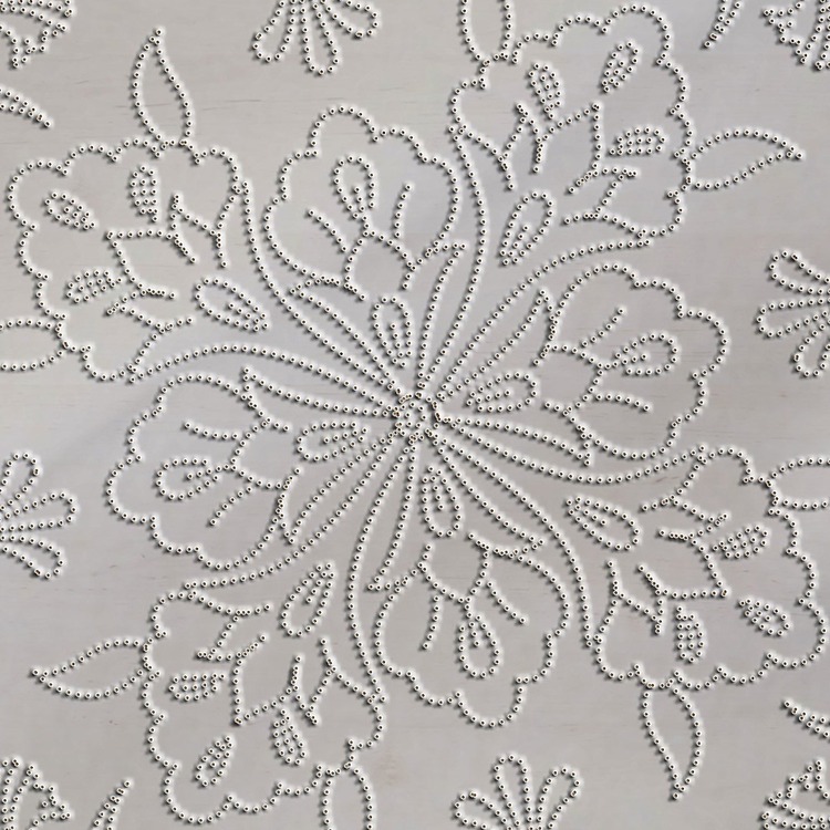 Perforated Stencil 30 cm. - Swirl Tile Plate Pattern with Plant Motifs