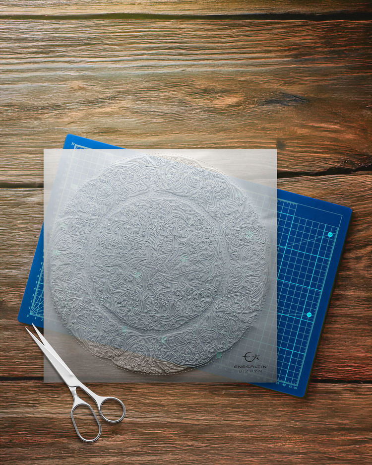 Perforated Stencil 30 cm. - Baba Nakkaş 1480 Rumi and Lotus Iznik Tile Plate Pattern