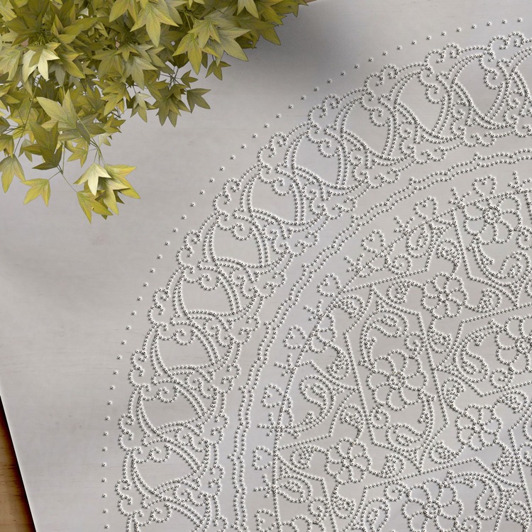 Perforated Stencil 30 cm. - Checkered Lotus Rumi Tile Plate Pattern