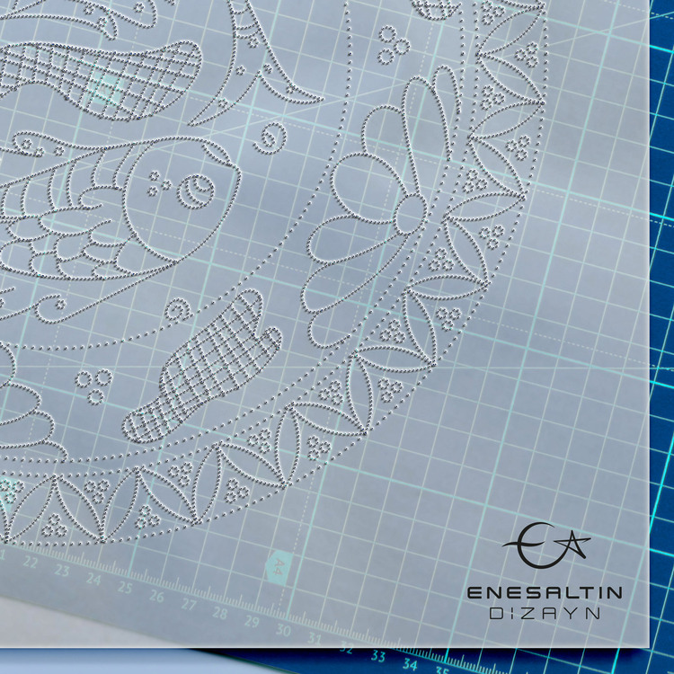 Perforated Stencil 30 cm. - Seljuk Double Fish Motif Tile Plate Pattern