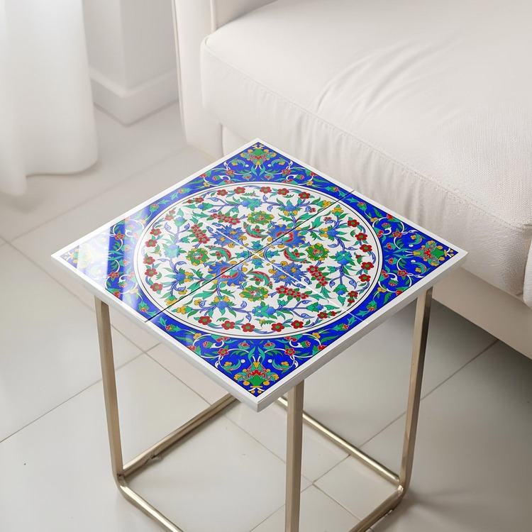Perforated Stencil 38x38 cm. - Illumination Decoration Symmetric Hatayi Motif Plate / Tile Pattern