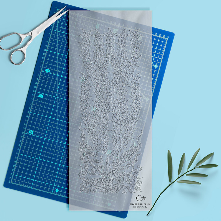 Perforated Stencil Pattern 12 x 30 cm -  Tree of Life Motif Tile Pattern