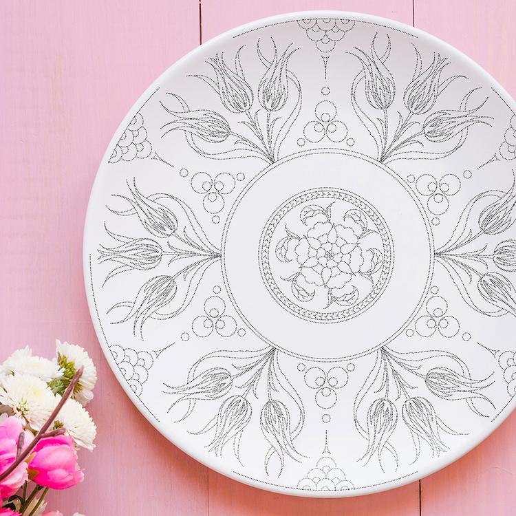 Perforated Stencil 25 cm. -  Tulip Motif Tile Pattern