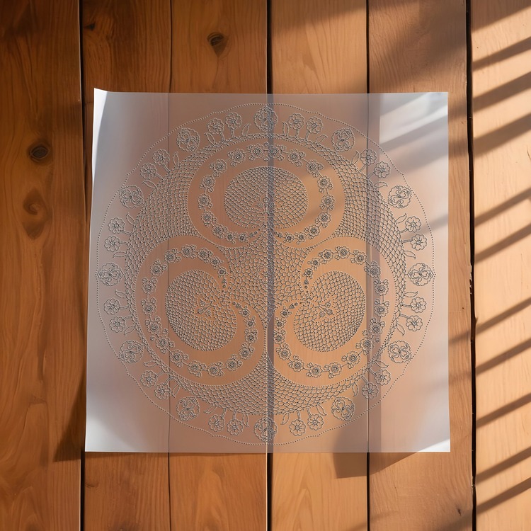 Perforated Stencil 30 cm. - Classic Iznik 1547 Triple Symmetric Rumi Crescent Motif Tile Pattern