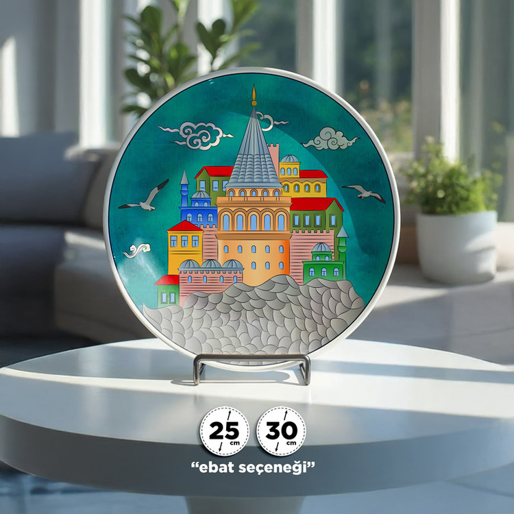 Perforated Stencil -  Istanbul Galata Tower Composition Tile Pattern