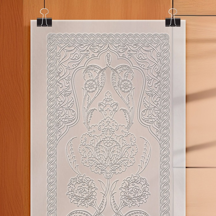 Perforated Stencil 30x100 cm. MAXI SIZE - Herbal Hatayi Vase Motif Tile Pattern