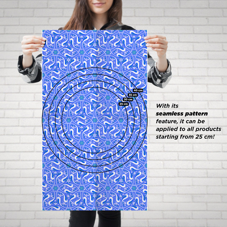 Perforated Stencil 40x69 cm. LARGE SIZE - Seamless Motif Rumi Lotus Tile / Plate Pattern