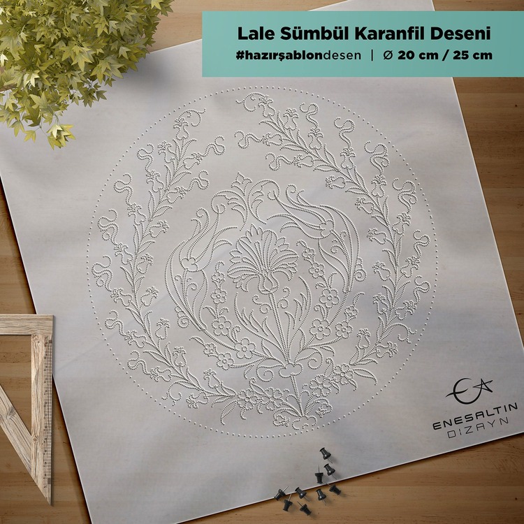 Perforated Stencil - Tulip Hyacinth Carnation Tile Plate Pattern