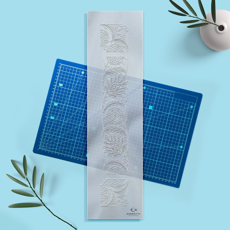 Perforated Stencil 10 x 60 cm. - Mirror Frame Pattern, Hatayi Motif Tile Pattern