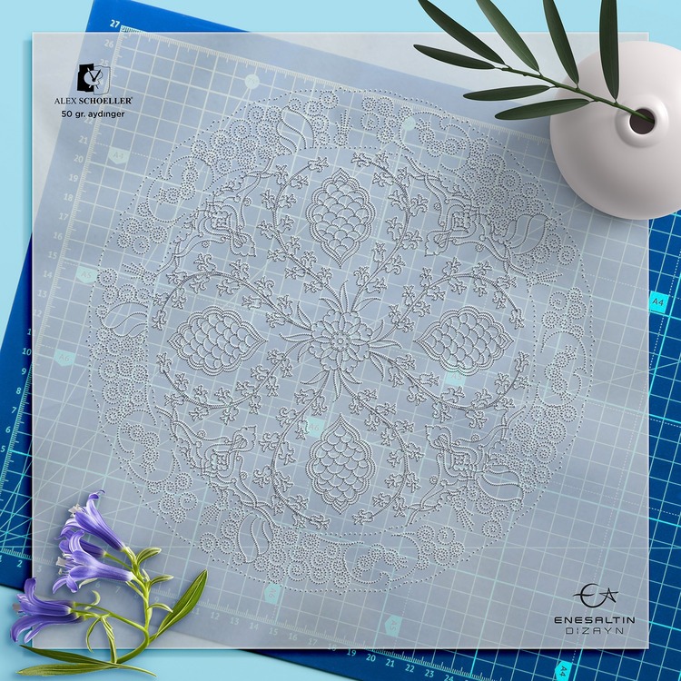 Perforated Stencil 30 cm. - Classic Iznik Tile Pattern with Hyacinth Motif