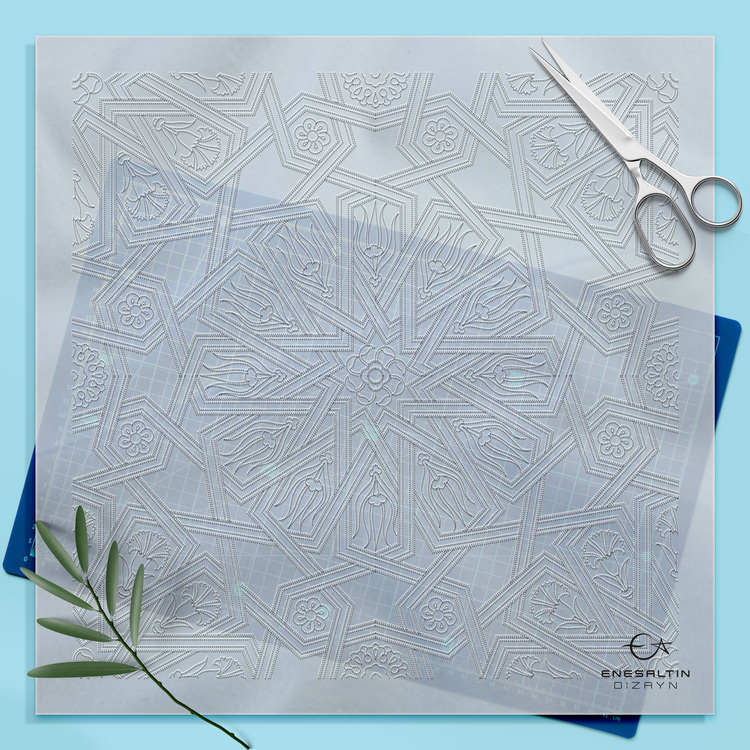 Perforated Stencil 40 x 40 cm - Star Interlace / Seljuk Star Tile Pattern
