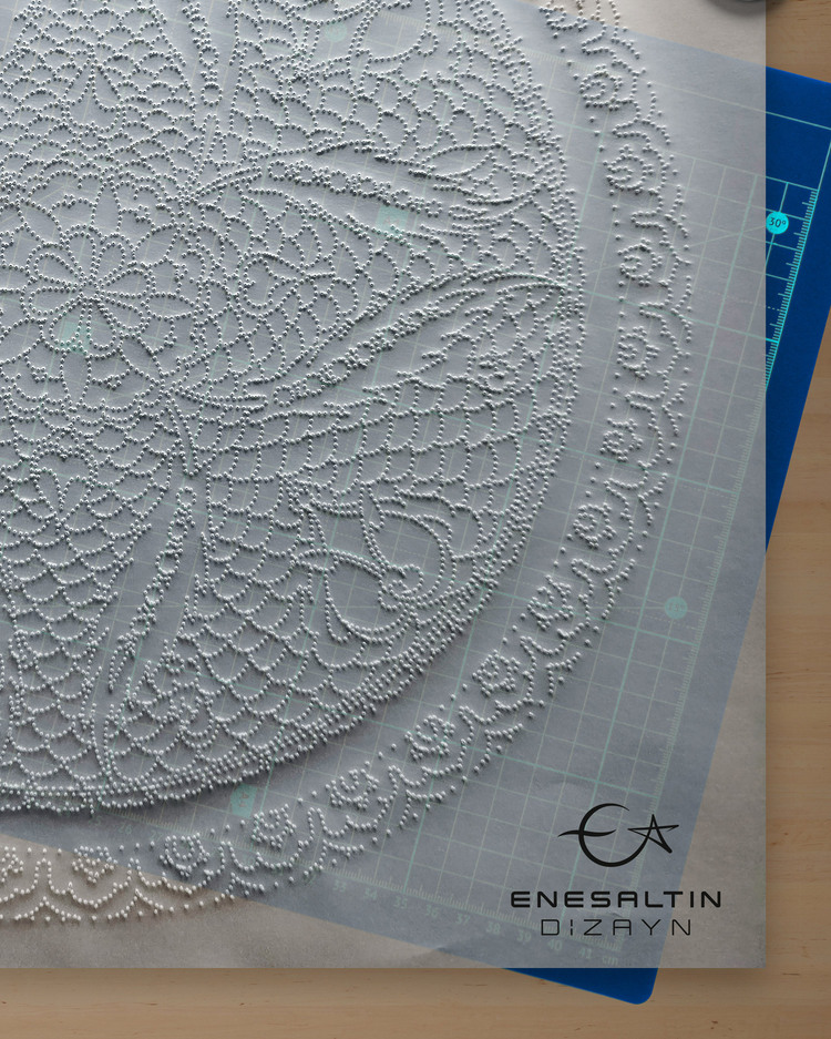 Perforated Stencil - Iznik Rumi Fish Scale Wheel Tile Pattern