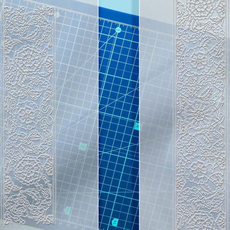 Perforated Stencil 10x80 + 10x40 cm. - Cloud and Penc Motif Mirror Frame Tile Pattern