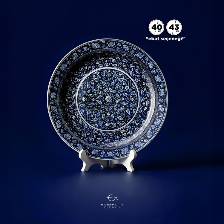 Perforated Stencil 40 / 43 cm - Baba Nakkaş 1481 Rumi Lotus Peony Debbane Tile Plate Pattern