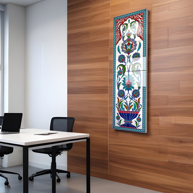 Perforated Stencil 30x100 cm. MAXI SIZE - Herbal Hatayi Vase Motif Tile Pattern
