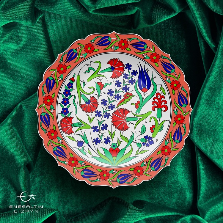 Perforated Stencil 30 cm. - Tile Plate Pattern with Carnation Hyacinth Motif