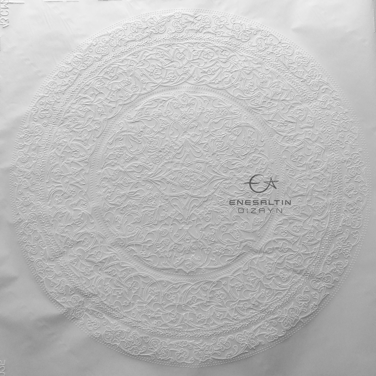 Perforated Stencil 40 / 43 cm - Baba Nakkaş 1481 Rumi Lotus Peony Debbane Tile Plate Pattern