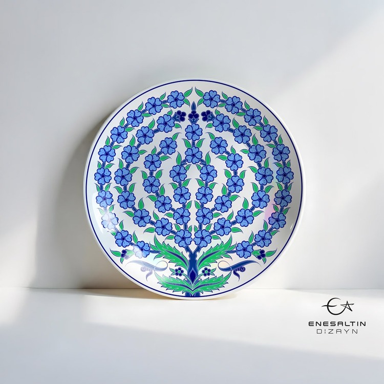 Perforated Stencil 20 cm - Tile Plate Pattern with Tree of Life Dagger and Leaf Motif