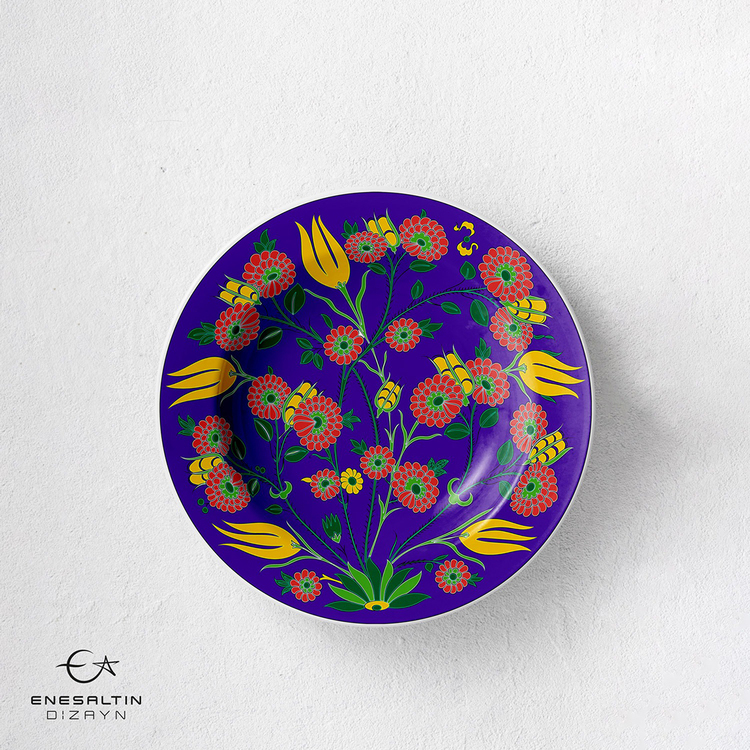 Perforated Stencil 30 cm. - Iznik Tile Pattern with Tulip Rose Plant Motifs