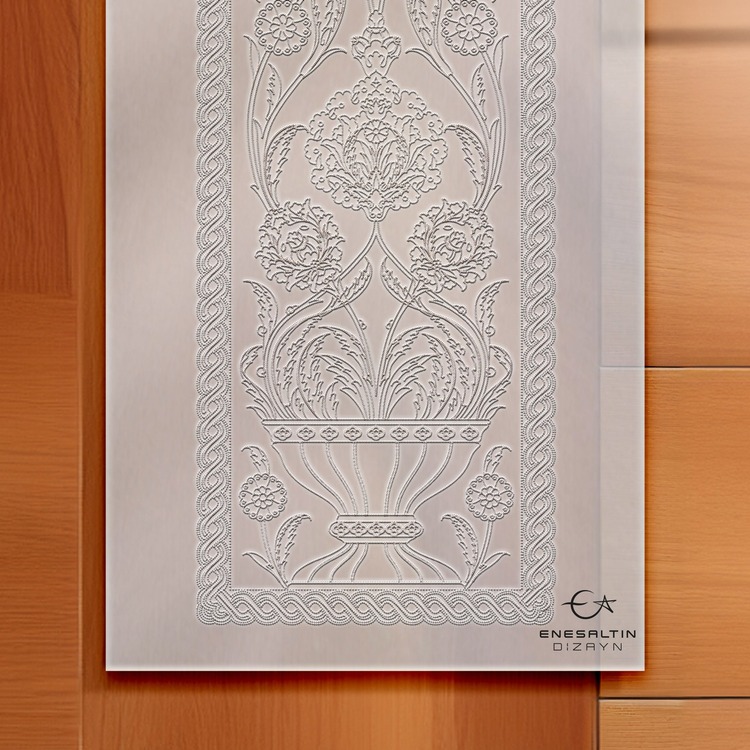 Perforated Stencil 25x100 cm. MAXI SIZE - Herbal Hatayi Vase Motif Tile Pattern