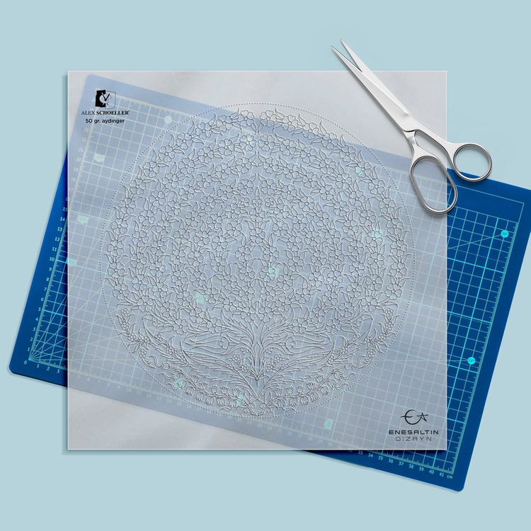 Perforated Stencil Set 9-Piece - Tulip and Carnation Motif Tile Pattern