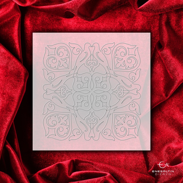 Perforated Stencil 10 x 10 cm – 2 Copies of Vintage Mosaic Tile Bird Motif Tile Pattern
