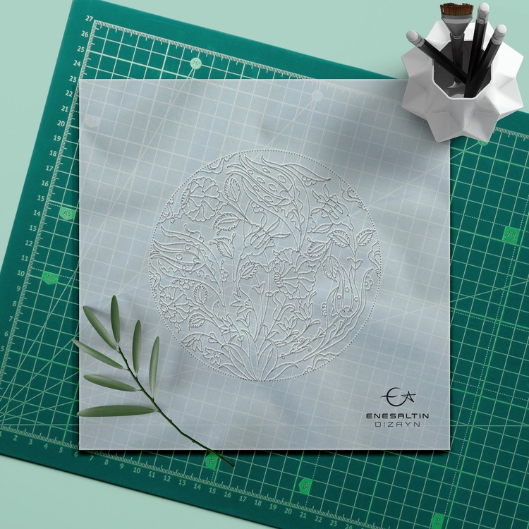 Perforated Stencil Set 5-Piece - Tulip Rose Botanical Motif Tile Pattern