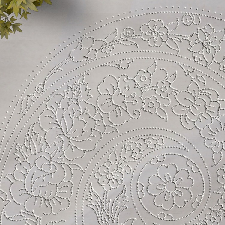 Perforated Stencil 30 cm. - Swirl Tile Plate Pattern with Plant Motifs