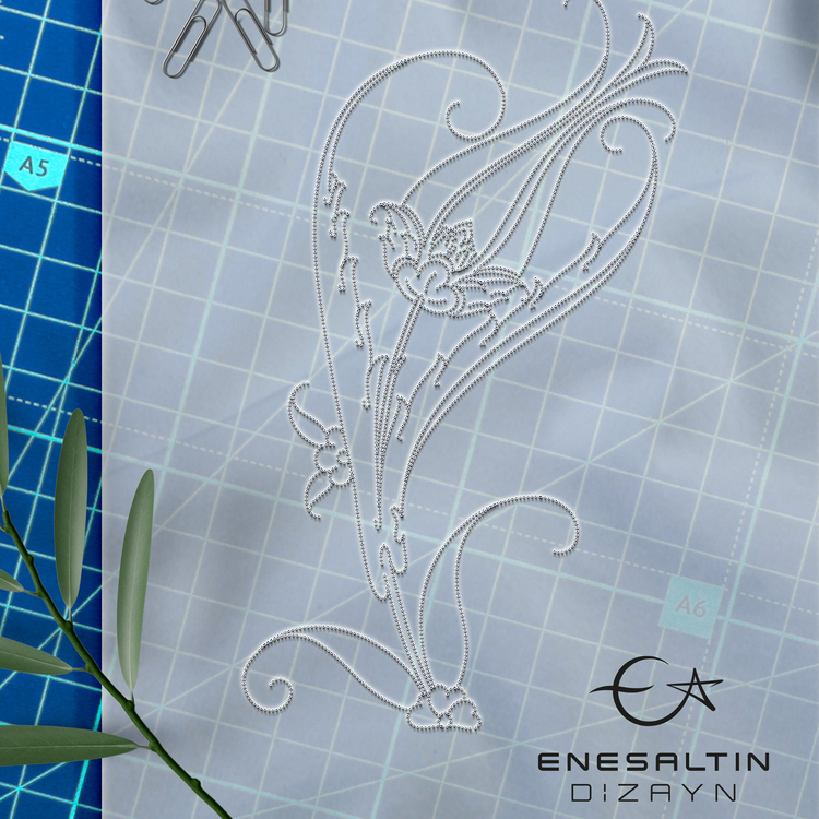 Perforated Stencil Pattern 9 x 15 cm - 4 Copies of Single Tulip Tile Motif Tile / Plate Pattern