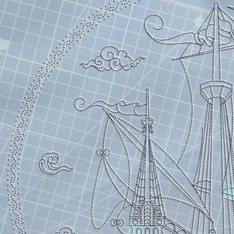 Perforated Stencil 25 cm. - Tile Plate Pattern with Galleon and Fish Motif