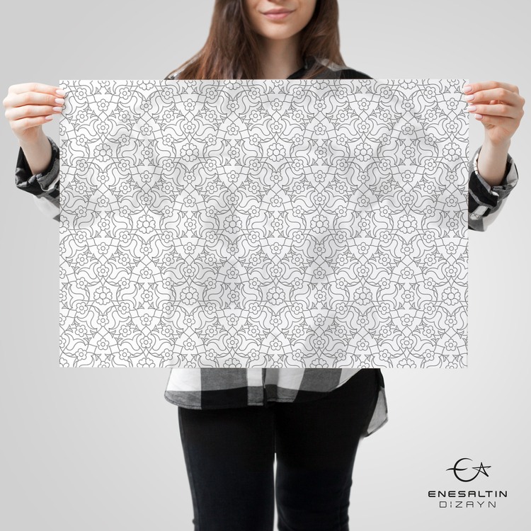 Perforated Stencil 40x33 cm. - Unit Repeat Continuous Motif / Ulama Tile Plate / Tile Pattern