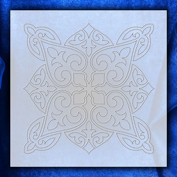 Perforated Stencil 10 x 10 cm – 2 Copies of Vintage Mosaic Rumi Tile Motif Tile Pattern
