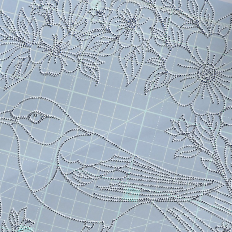 Perforated Stencil 20 cm. - Exotic Motif Sparrow and Flower Branch Tile Plate Pattern